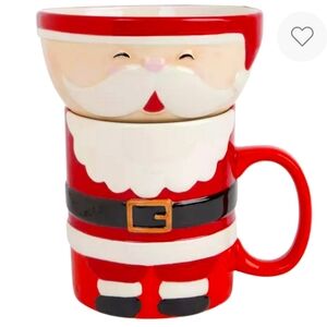 Santa Stoneware Mug & Bowl Set, New in Box
